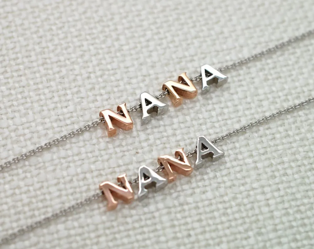 14K Gold Letter Bracelet add Tiny Initials, Heart or Star - Solid Gold Charms