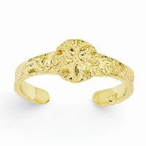 14k Yellow Gold Diamond-cut Sand Dollar Toe Ring