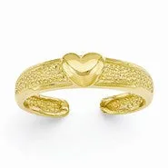 14k Yellow Gold Heart Toe Ring