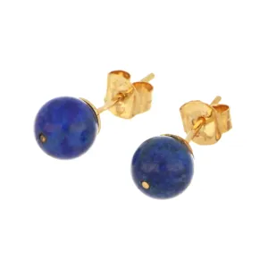 14kt Yellow Gold Lapis Lazuli Bead Earring