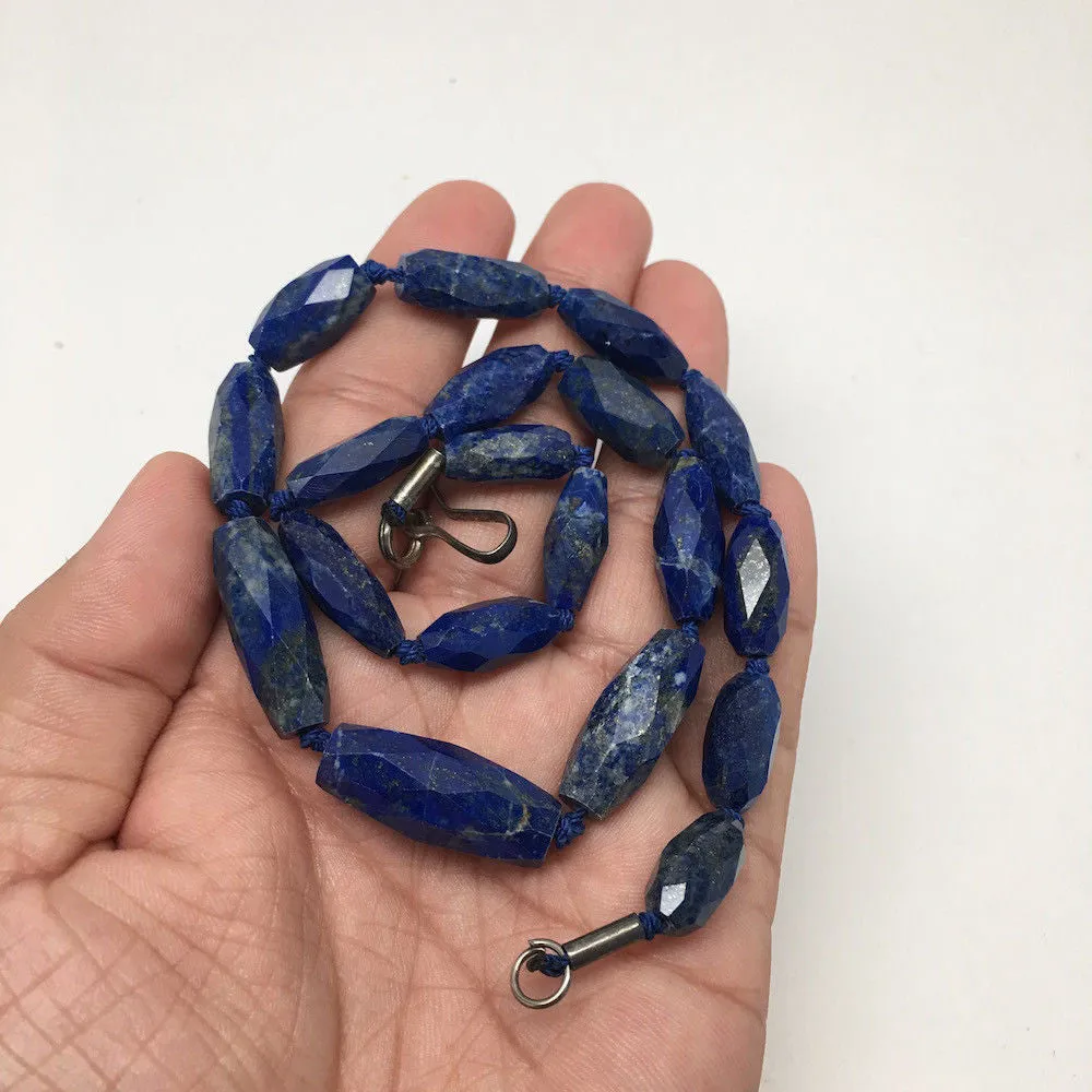 39.1 Grams 100% NATURAL Faceted Lapis Lazuli Beads Strand from Afghanistan, FB06