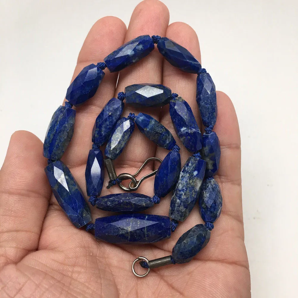 39.1 Grams 100% NATURAL Faceted Lapis Lazuli Beads Strand from Afghanistan, FB06