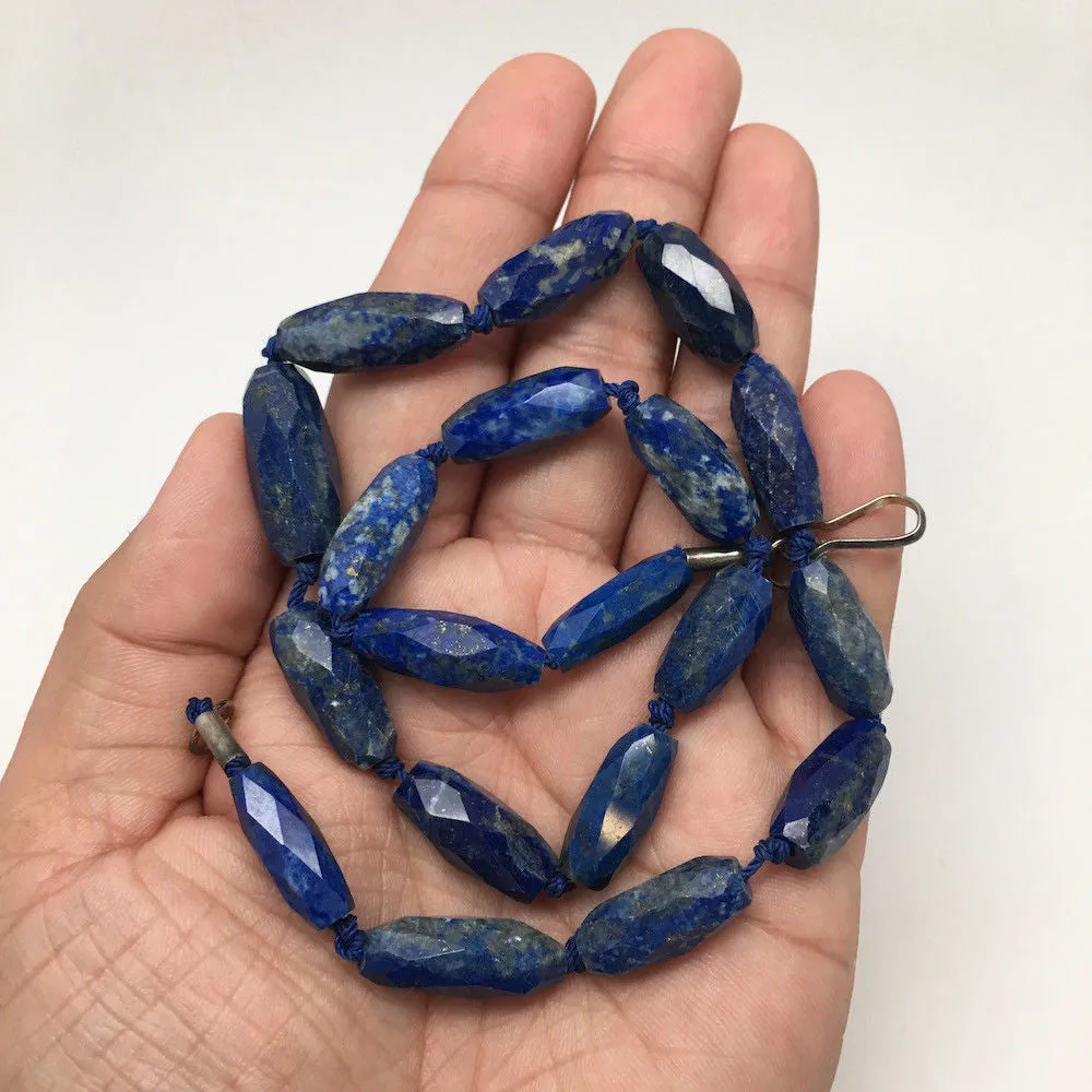 41.5 Grams 100% NATURAL Faceted Lapis Lazuli Beads Strand from Afghanistan, FB04