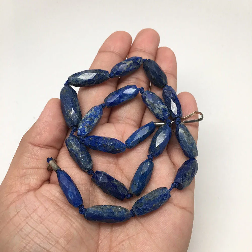 41.5 Grams 100% NATURAL Faceted Lapis Lazuli Beads Strand from Afghanistan, FB04