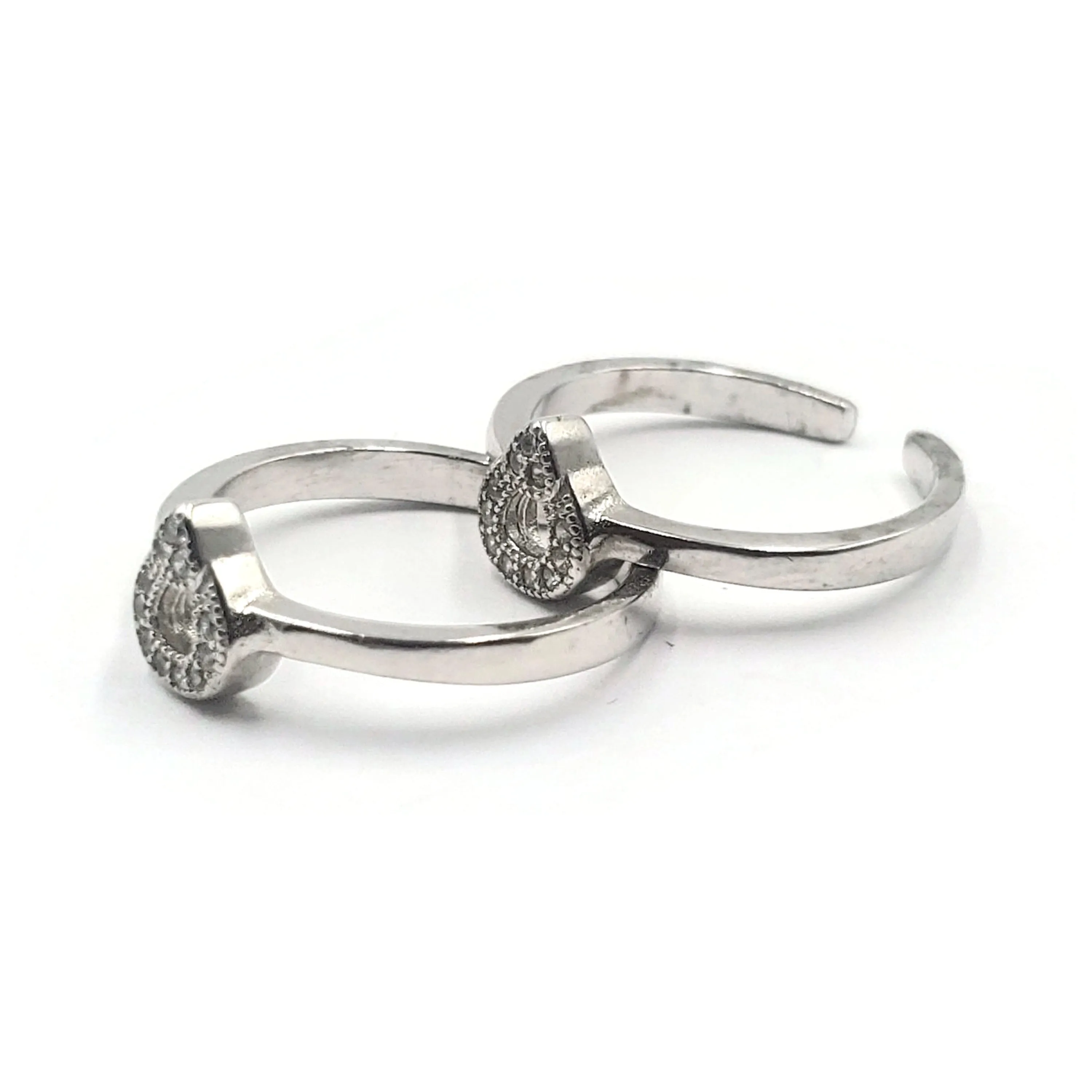 925 Sterling Silver CZ Toe-rings - Design #18