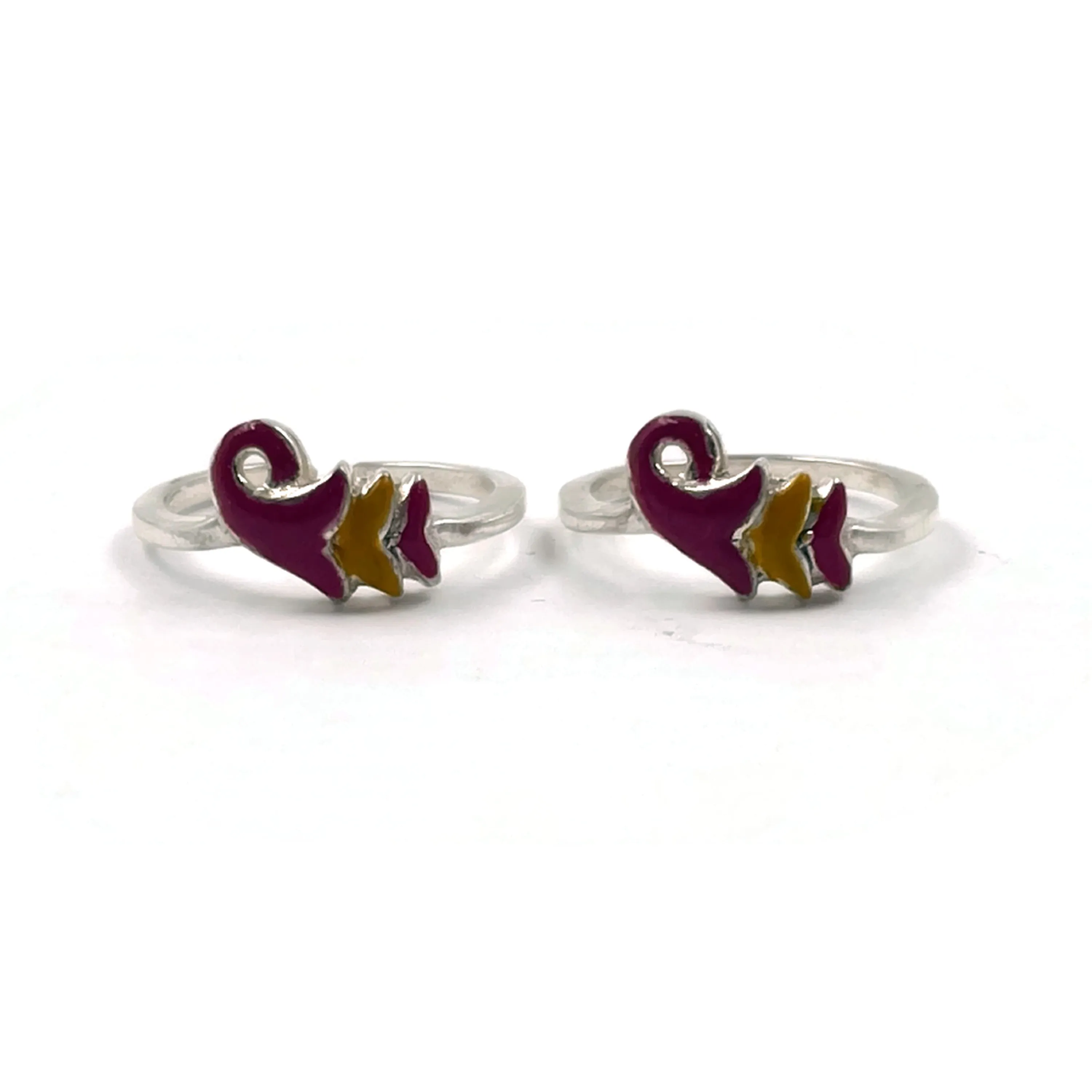 925 Sterling Silver Enamel Toe-rings - Design #02