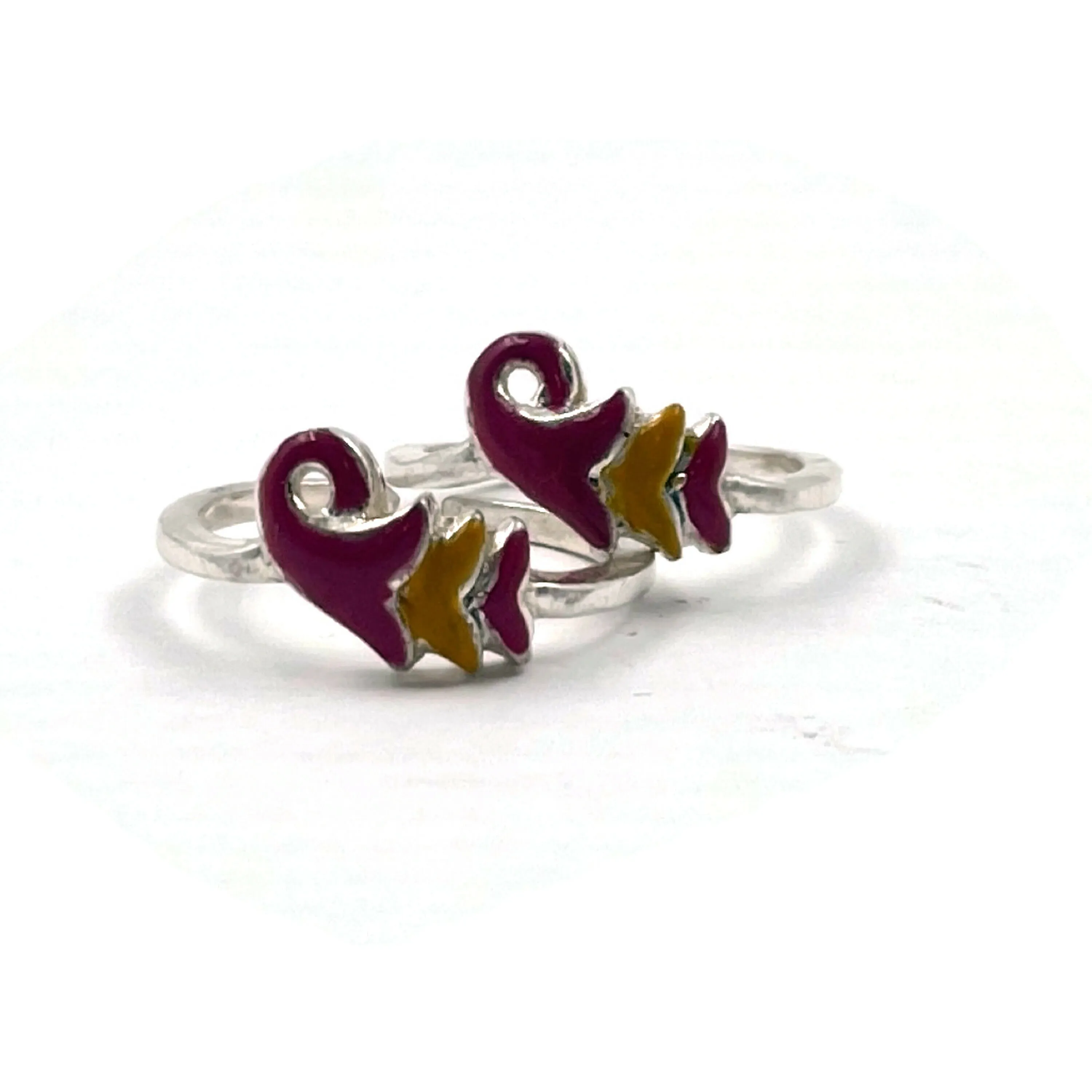 925 Sterling Silver Enamel Toe-rings - Design #02