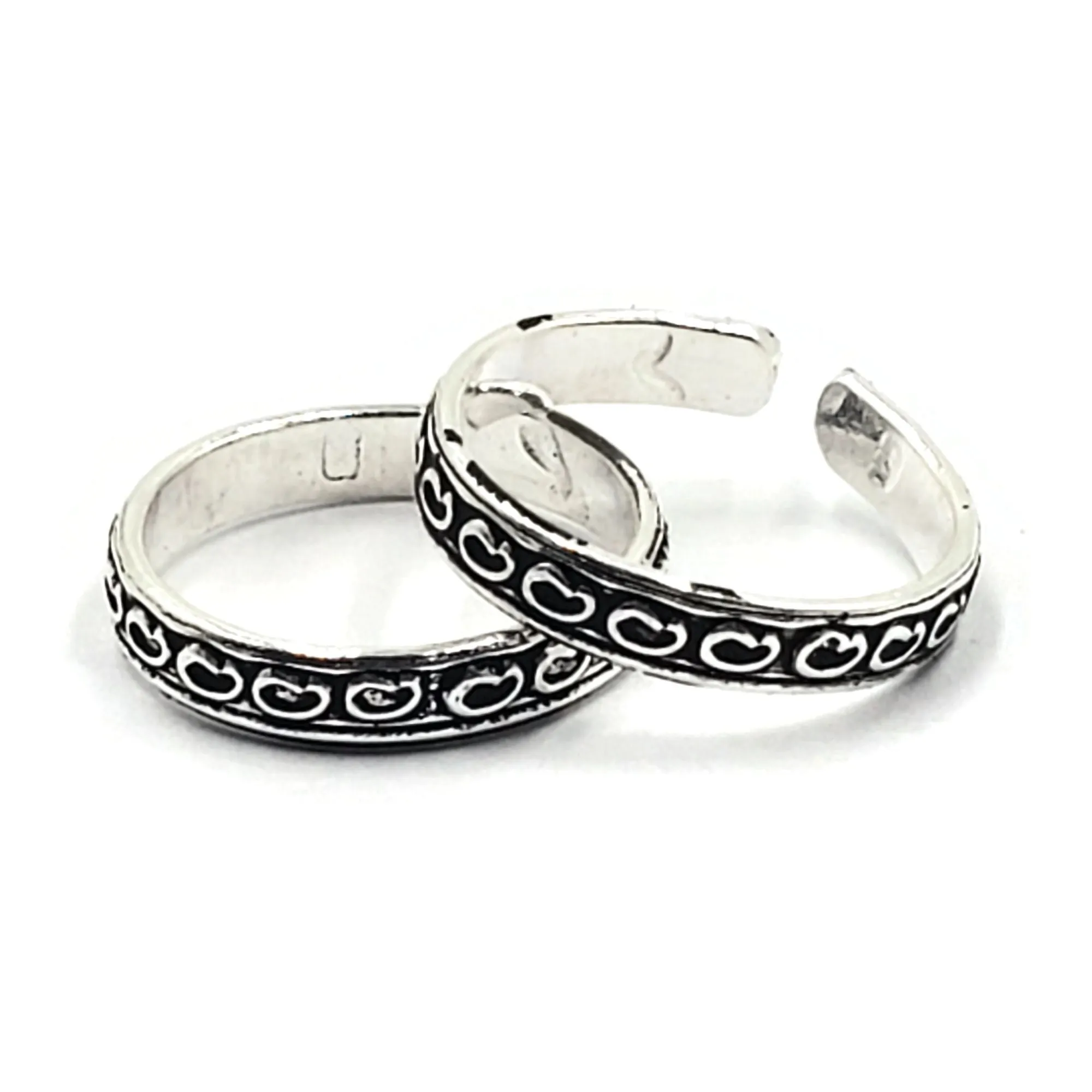 925 Sterling Silver Multicolor Toe-rings - Design #29