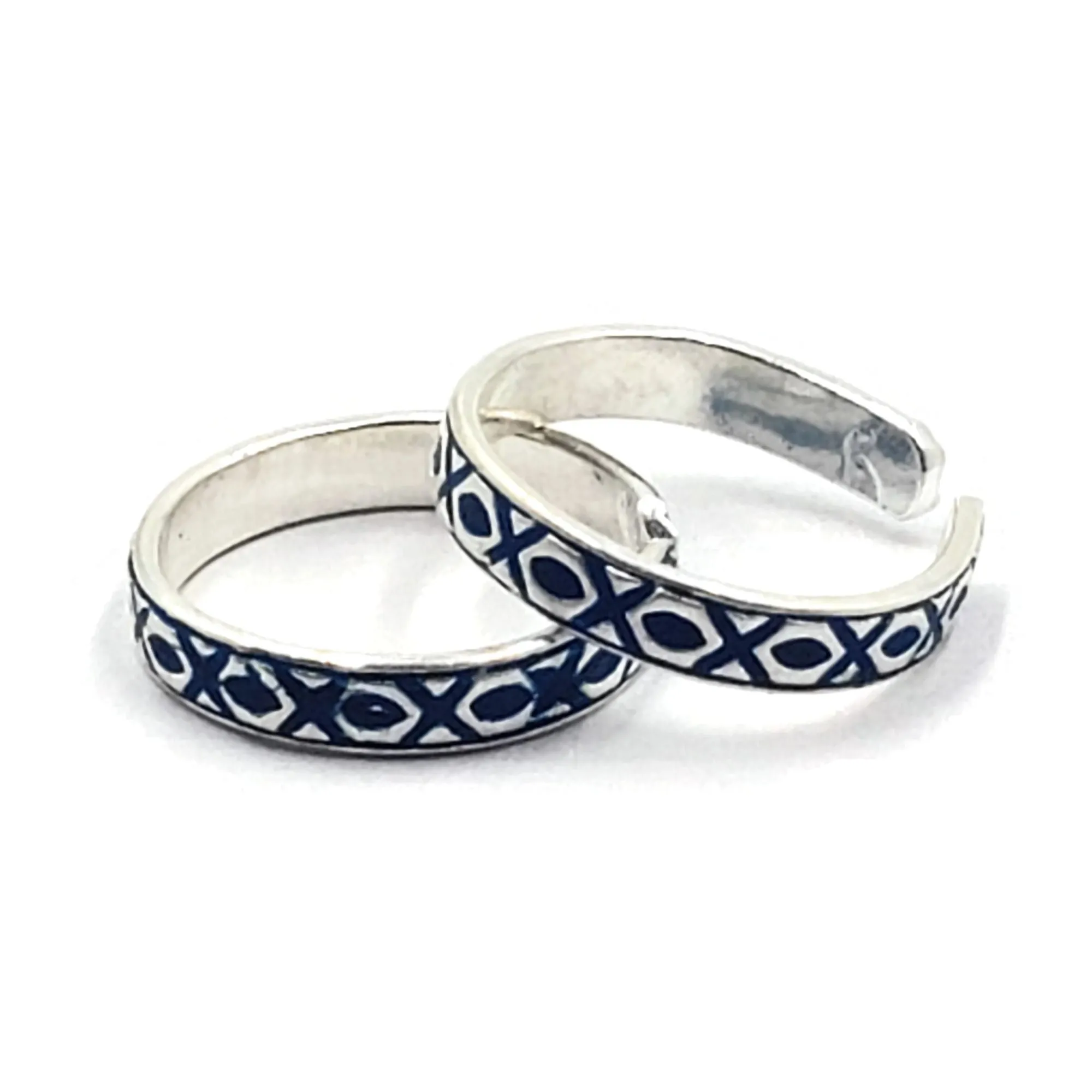 925 Sterling Silver Multicolor Toe-rings - Design #32