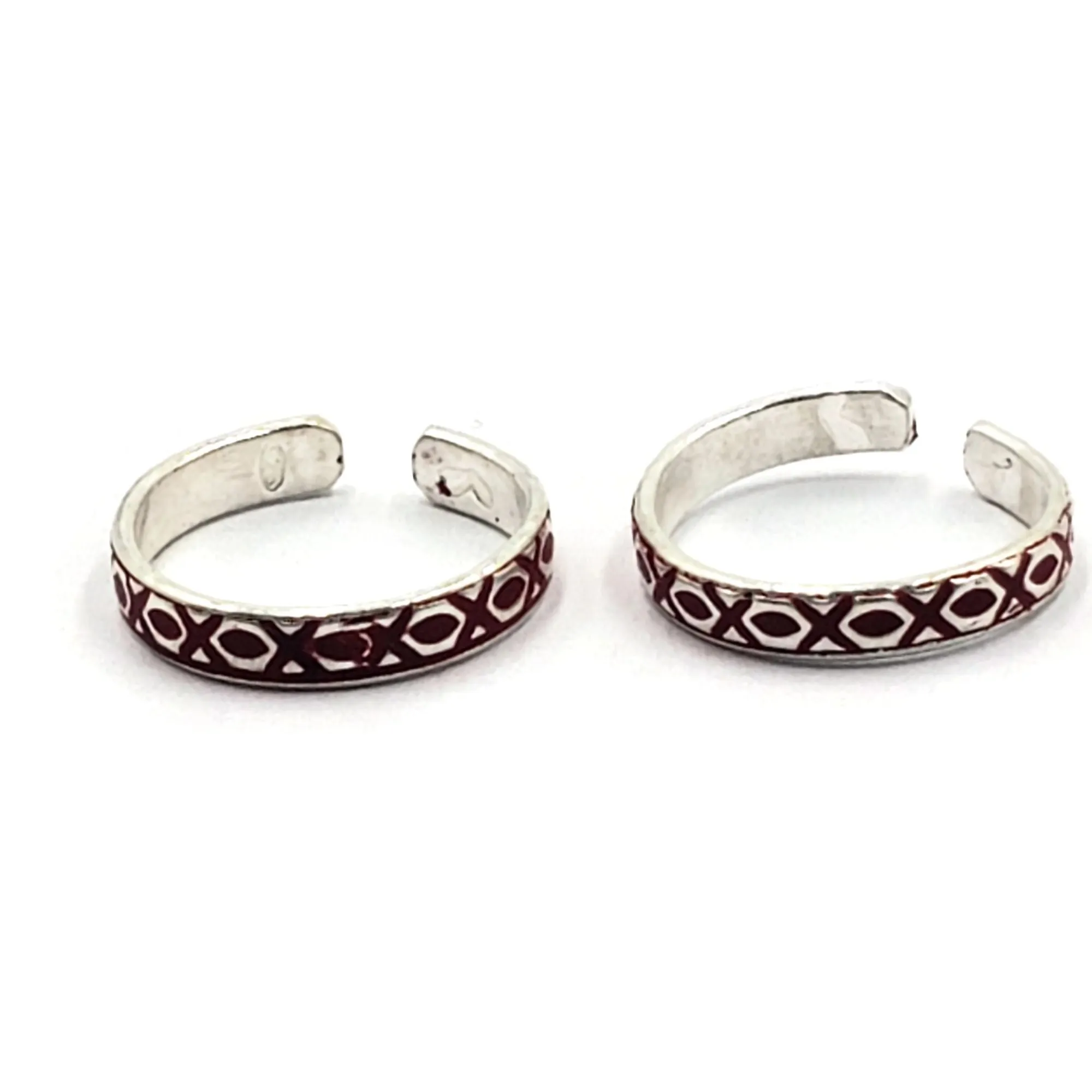 925 Sterling Silver Multicolor Toe-rings - Design #32