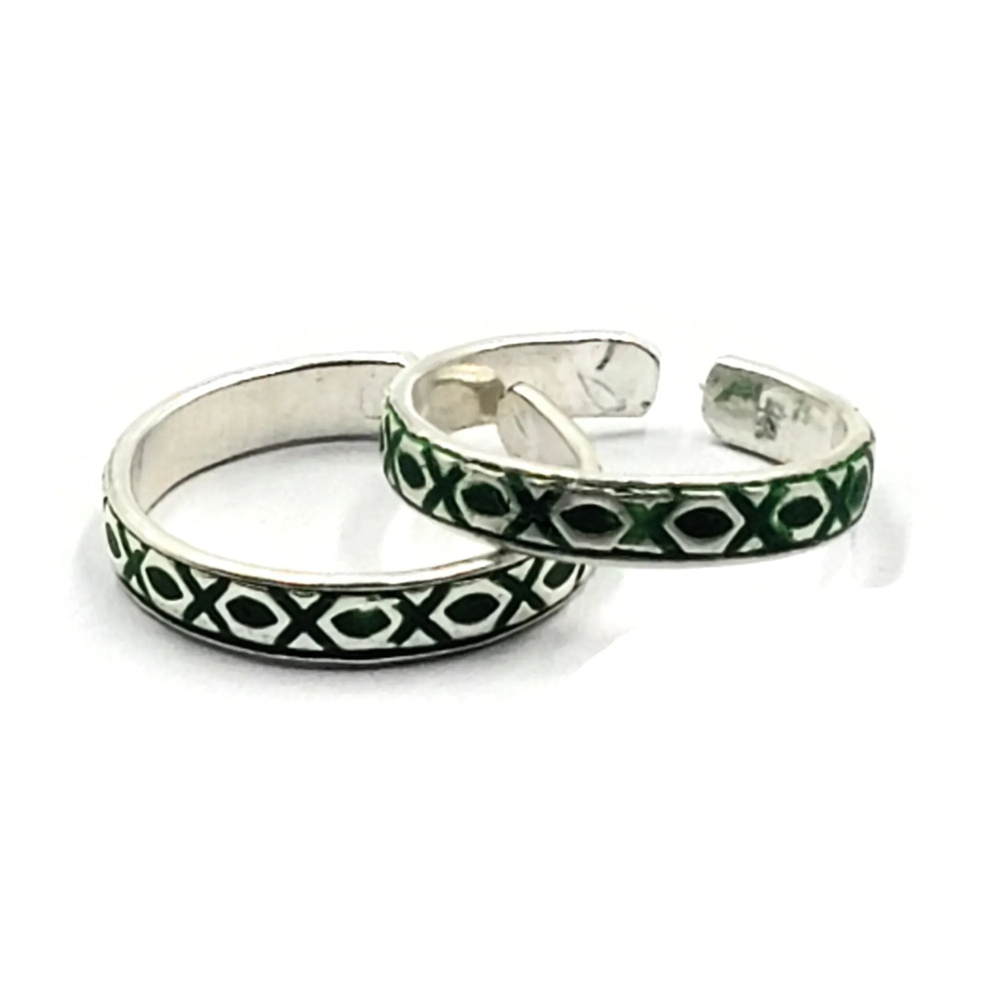 925 Sterling Silver Multicolor Toe-rings - Design #32