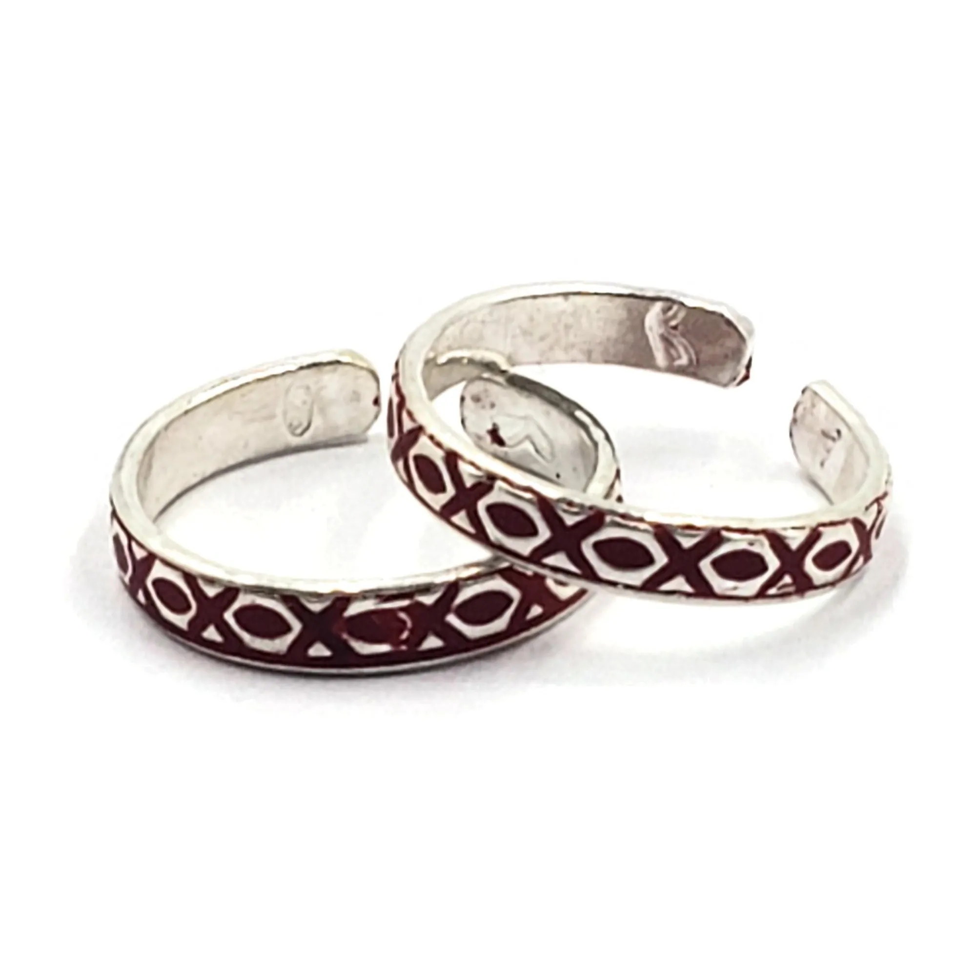 925 Sterling Silver Multicolor Toe-rings - Design #32