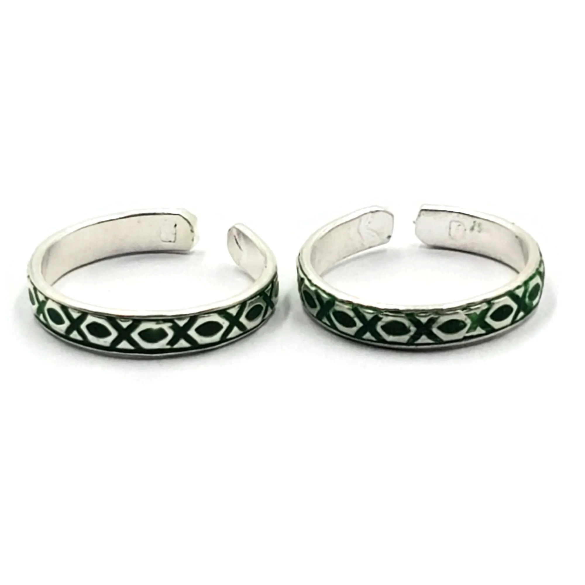 925 Sterling Silver Multicolor Toe-rings - Design #32
