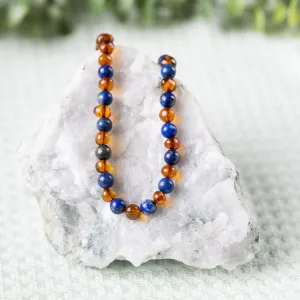 Adults | Lapis Lazuli   Cognac Amber Necklace