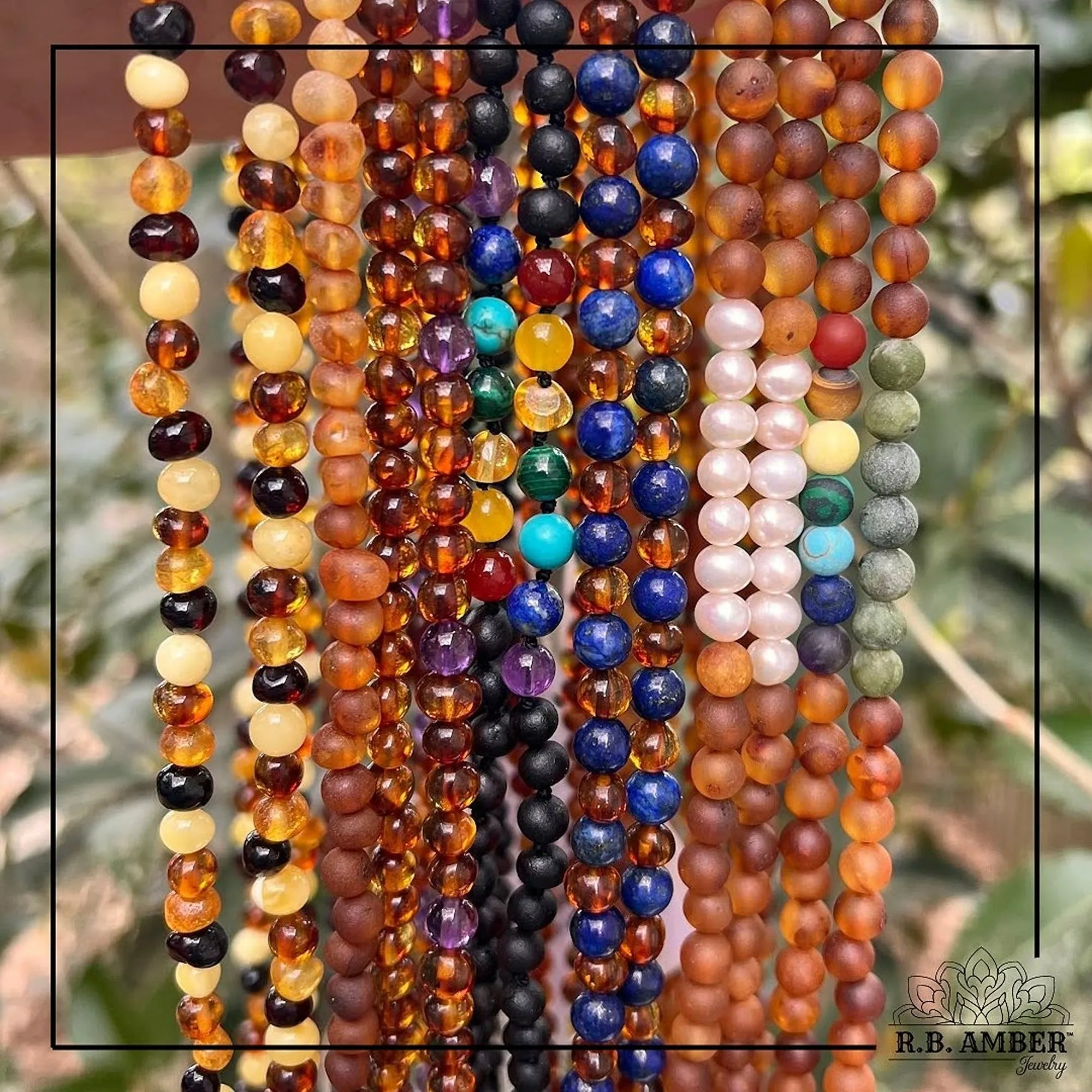 Adults | Lapis Lazuli   Cognac Amber Necklace