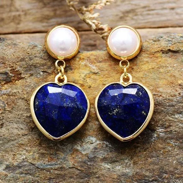 Amethyst Hearts Dangle Earrings