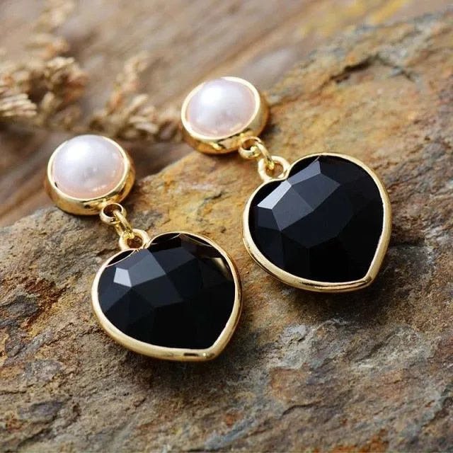 Amethyst Hearts Dangle Earrings