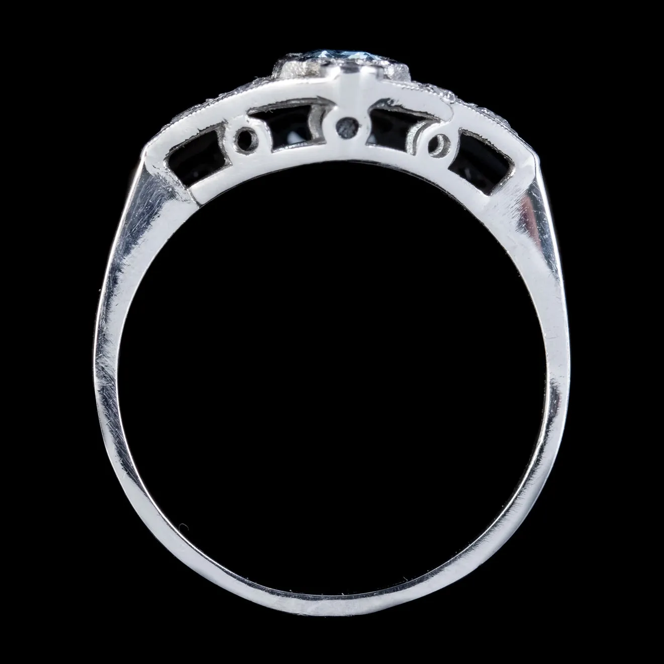 Art Deco Style Aquamarine Diamond Cluster Ring