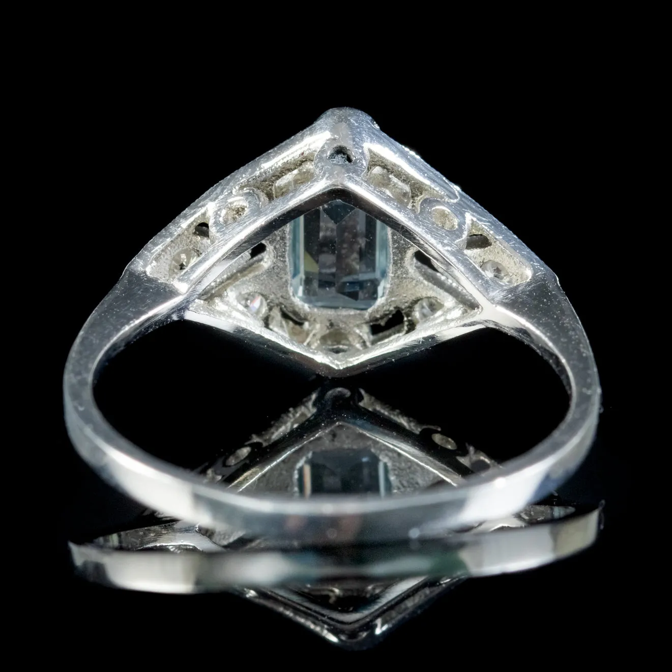 Art Deco Style Aquamarine Diamond Cluster Ring