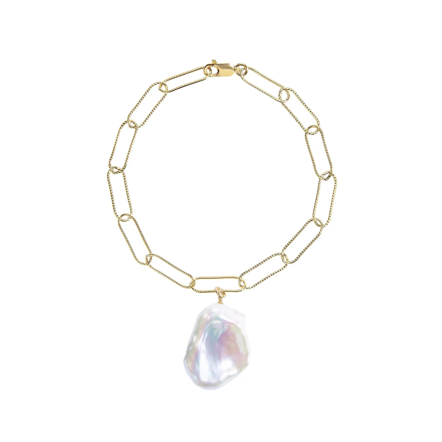 AURELIA FLAT BAROQUE PEARL CHAIN BRACELET