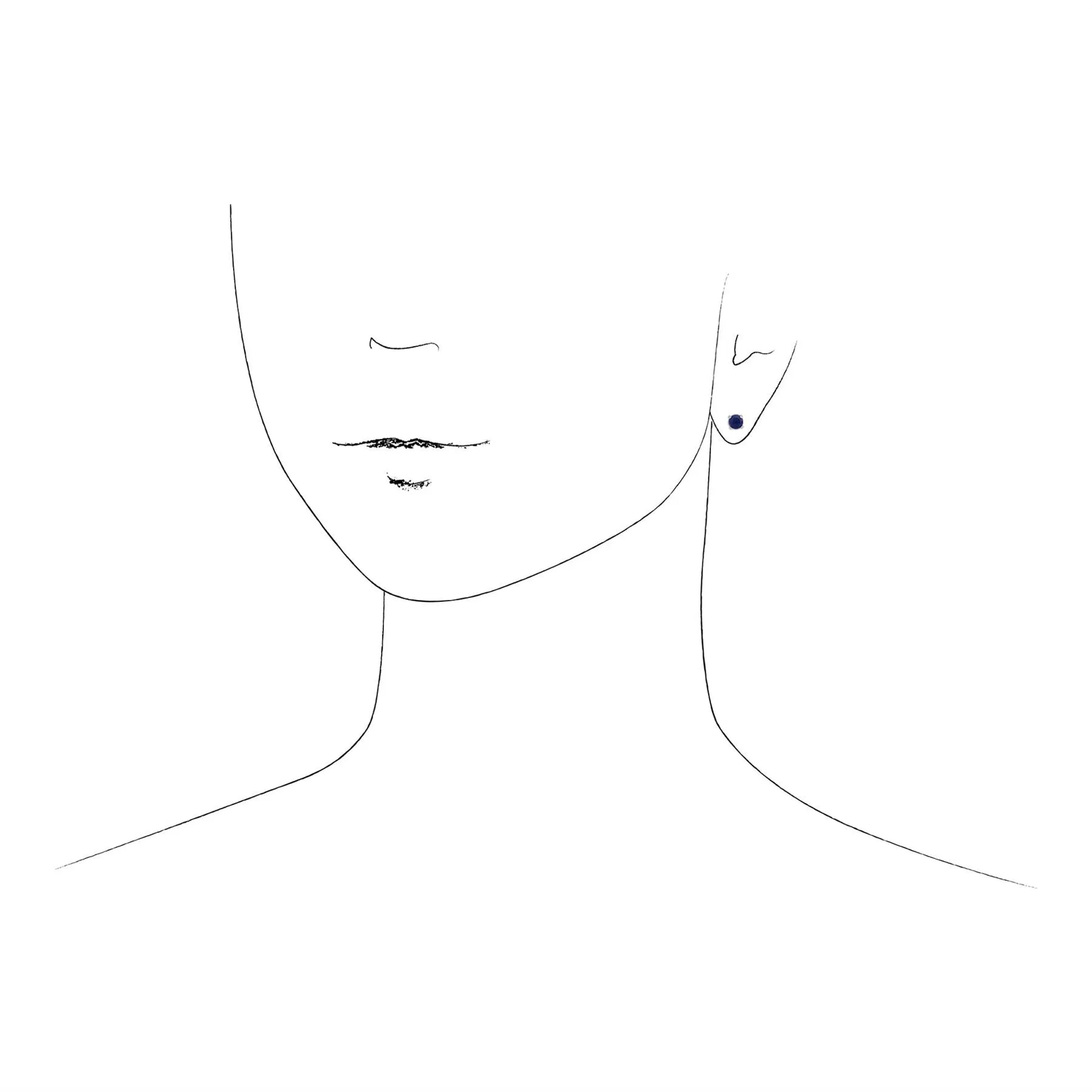 Boucles d'Oreilles Clou Classique Or Blanc 375 Lapis Lazuli Rond serti Griffe