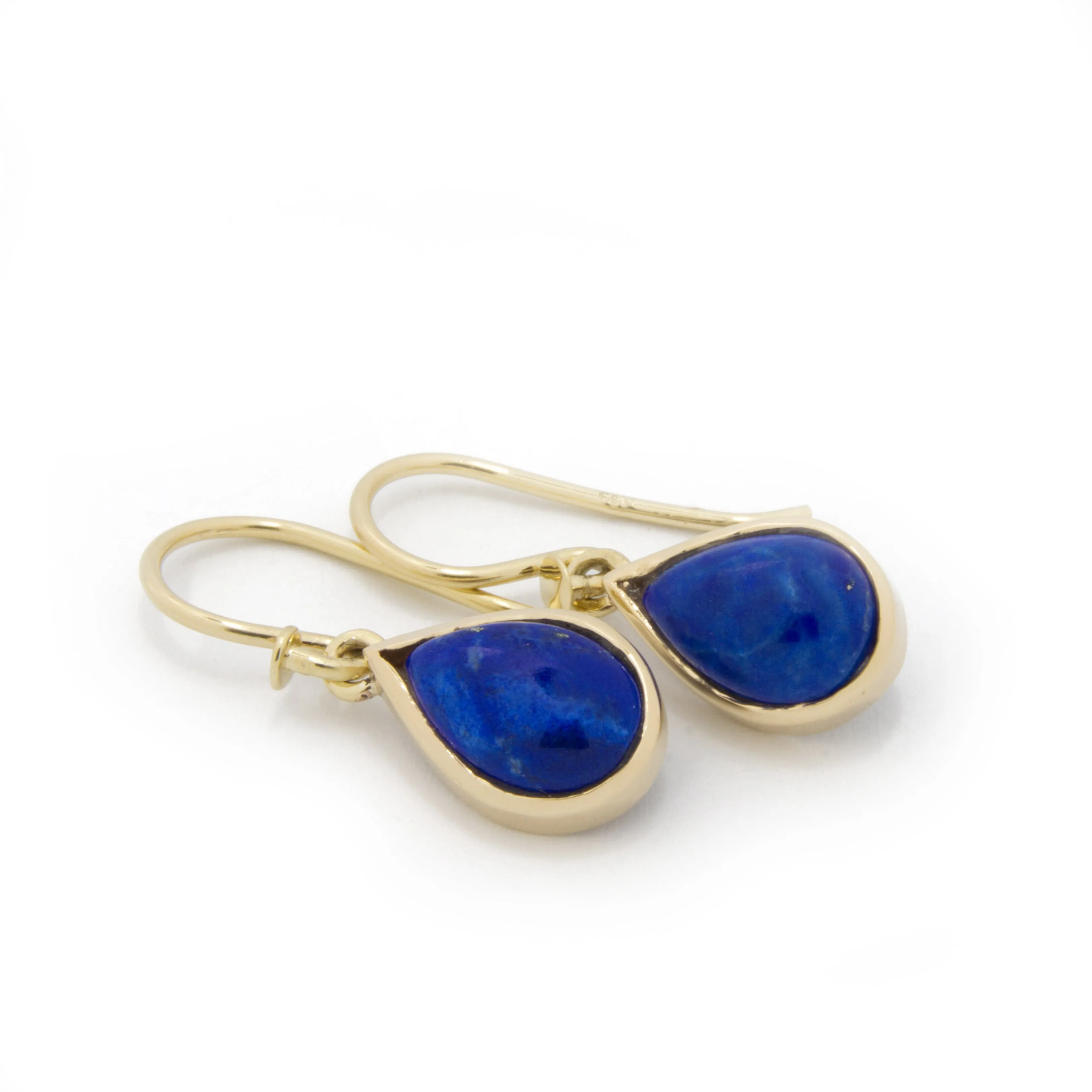 EG2240 Dangle Gold Earrings with Teardrop Lapis Lazuli