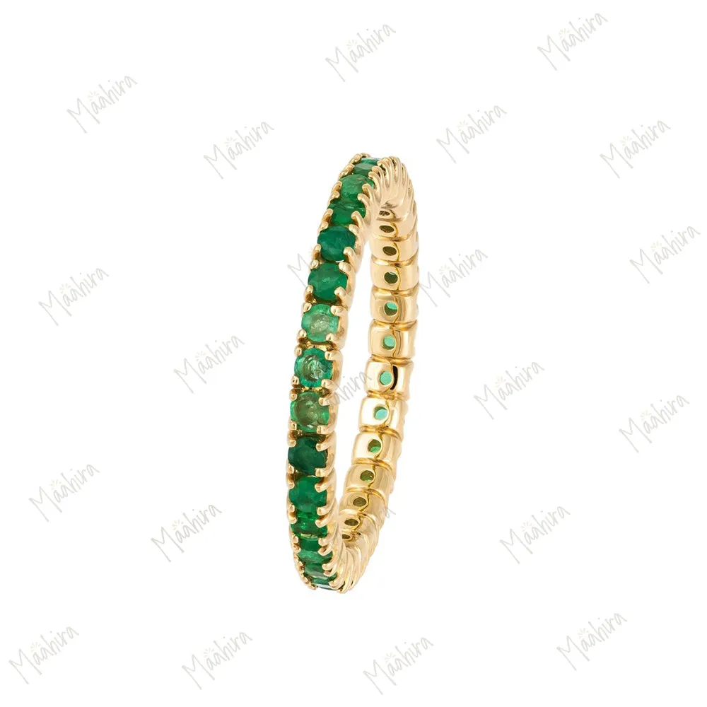 Emerald Eternity Band Ring in US Size 6.5