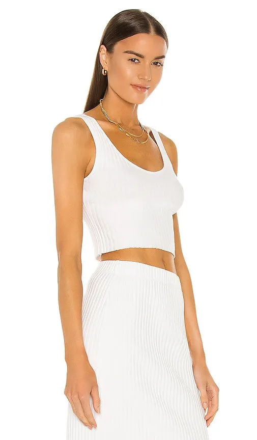 Enza Costa Rib Sweater Knit Cropped Scoop Tank in White