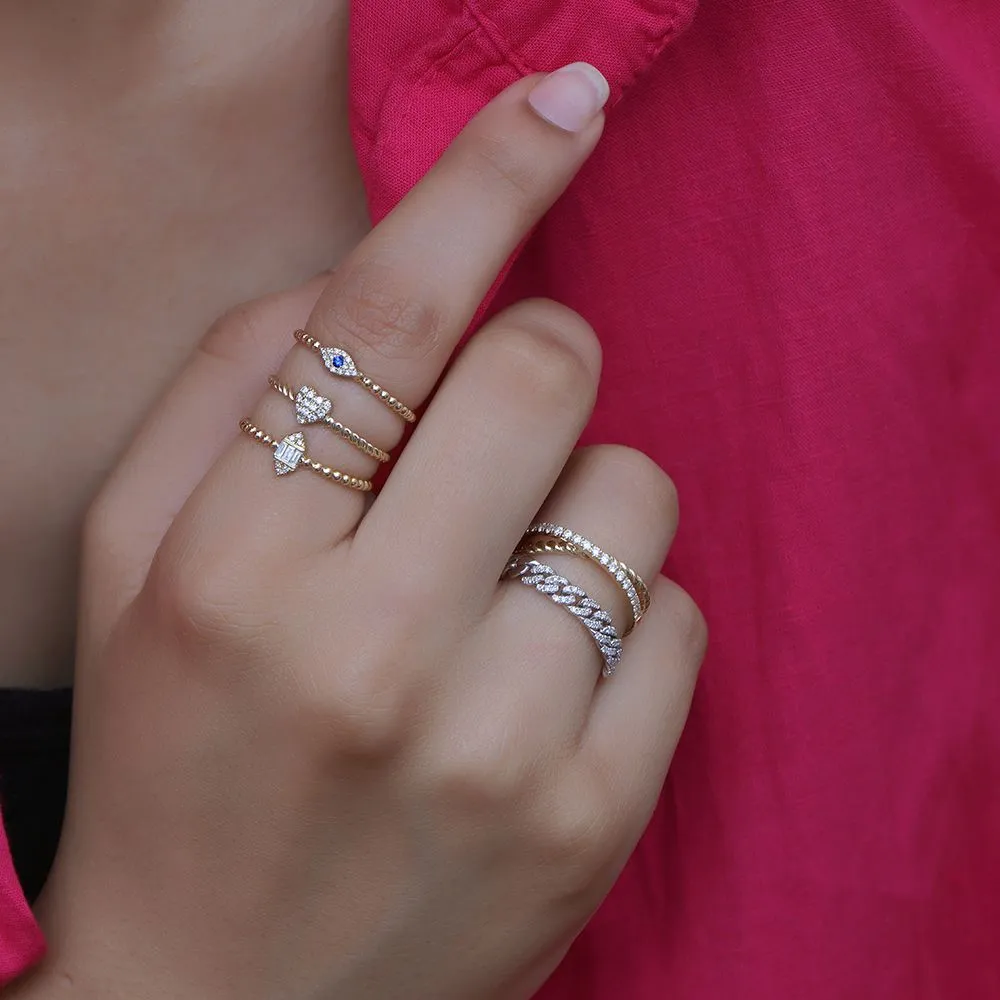 Gold Diamond Criss Cross Ring in US Size 7