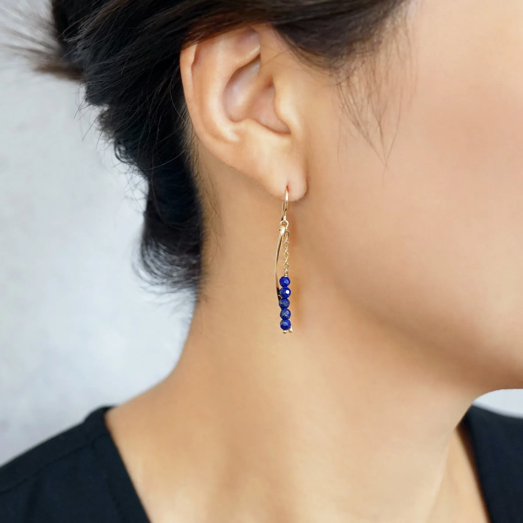 Gold Filled Lapis Lazuli Dangle Earrings