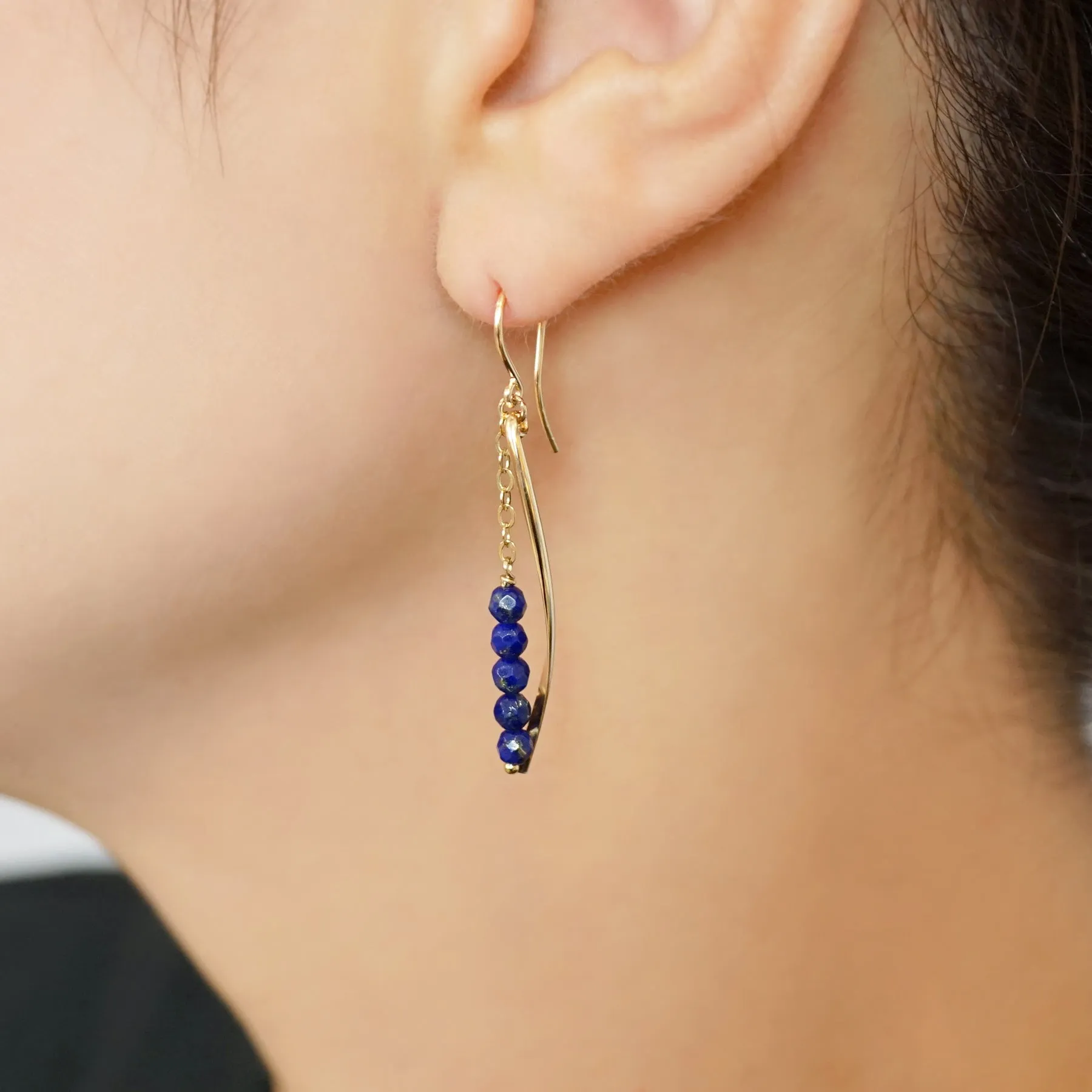 Gold Filled Lapis Lazuli Dangle Earrings