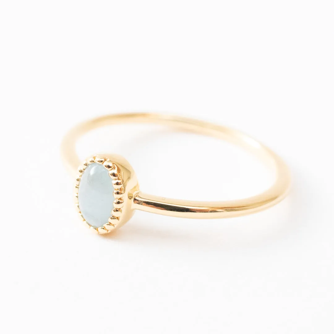 Gold Vermeil Oval Cabachon Aquamarine Ring