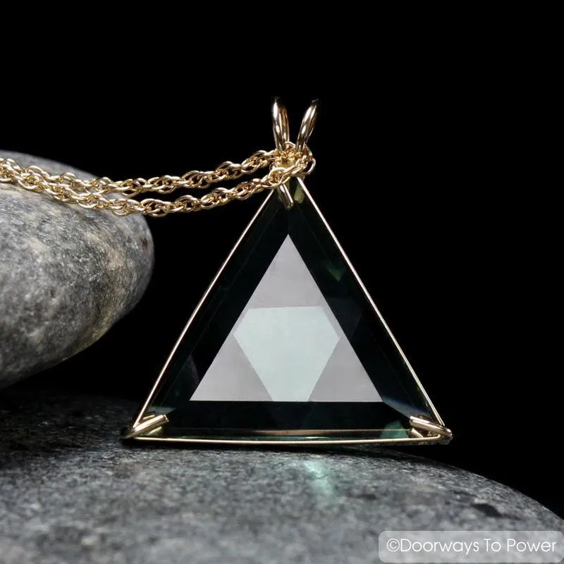 Green Obsidian Star of David Vogel Crystal Pendant 14k
