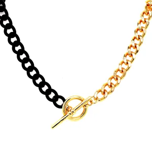 Half Enamel and Gold Chain Necklace