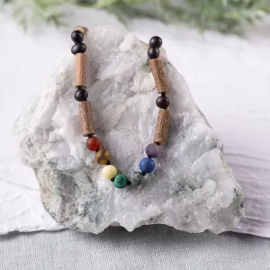 Kids | Rainbow Chakra   Raw Cherry Amber Hazelwood Necklace