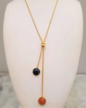 Lapis Lazuli and Carnelian Affirmation Slider Necklace