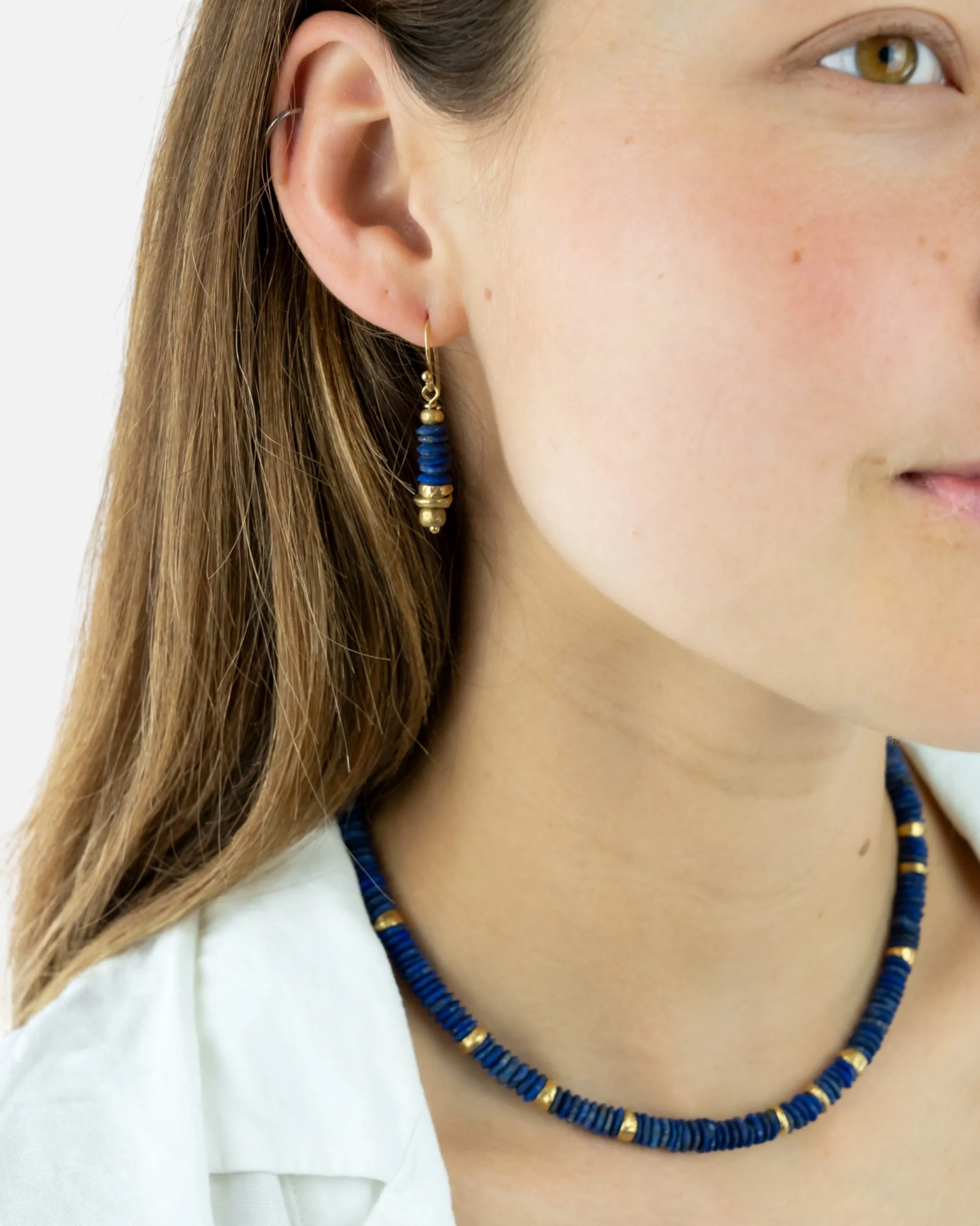 Lapis Lazuli Disc Earrings