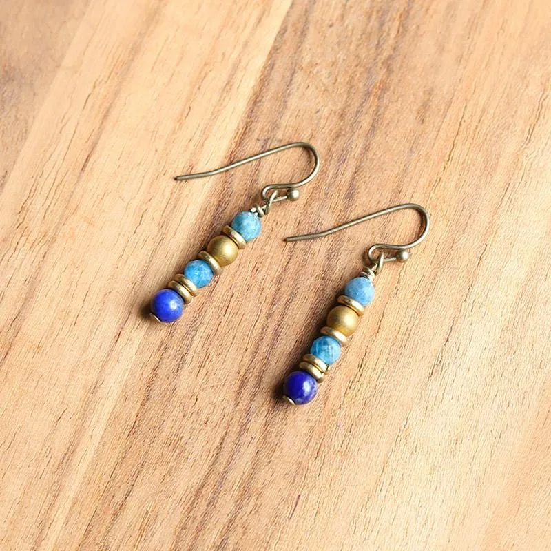 Lapis Lazuli Hematite and Apatite Earrings