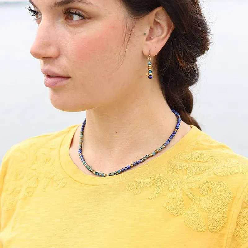 Lapis Lazuli Hematite and Apatite Earrings
