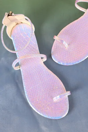Liliana Holographic Snake Toe Ring Flat Sandal