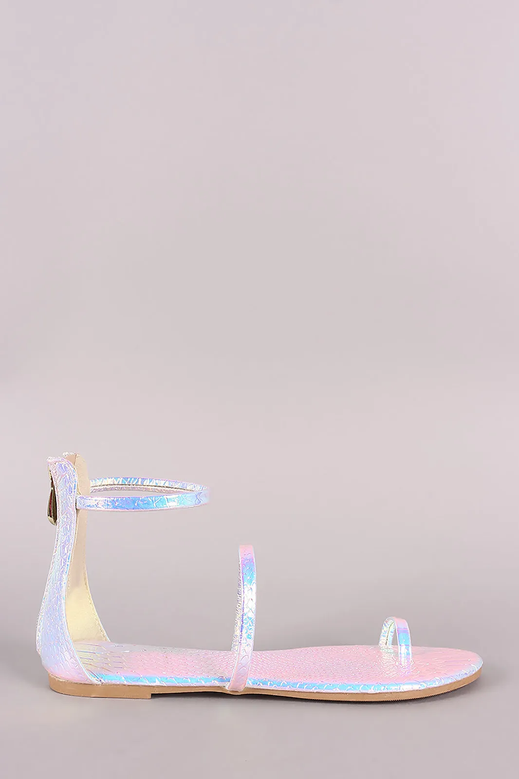 Liliana Holographic Snake Toe Ring Flat Sandal