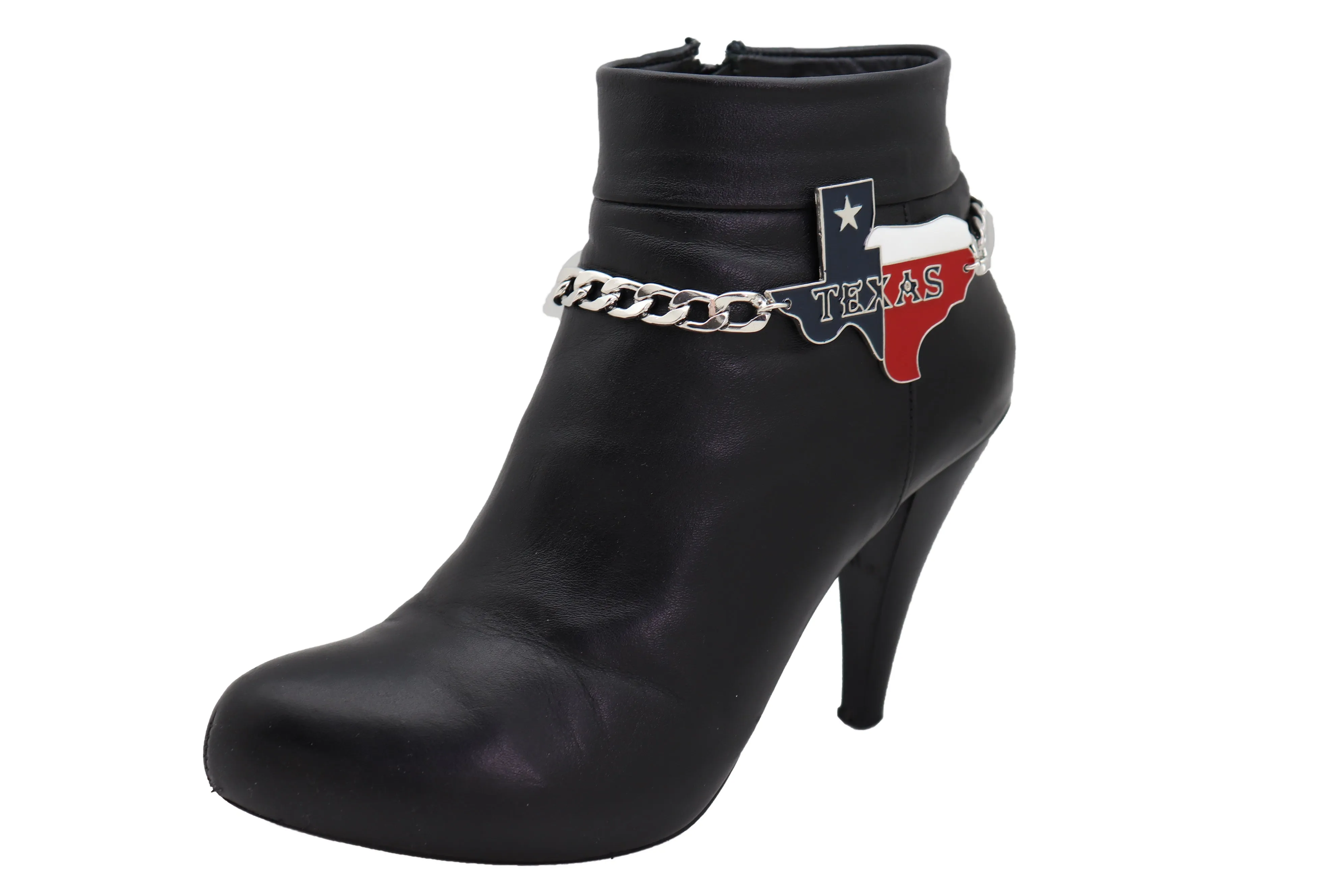 Lone Star State Flag Colored Texas Pendant Metal Boot Chain