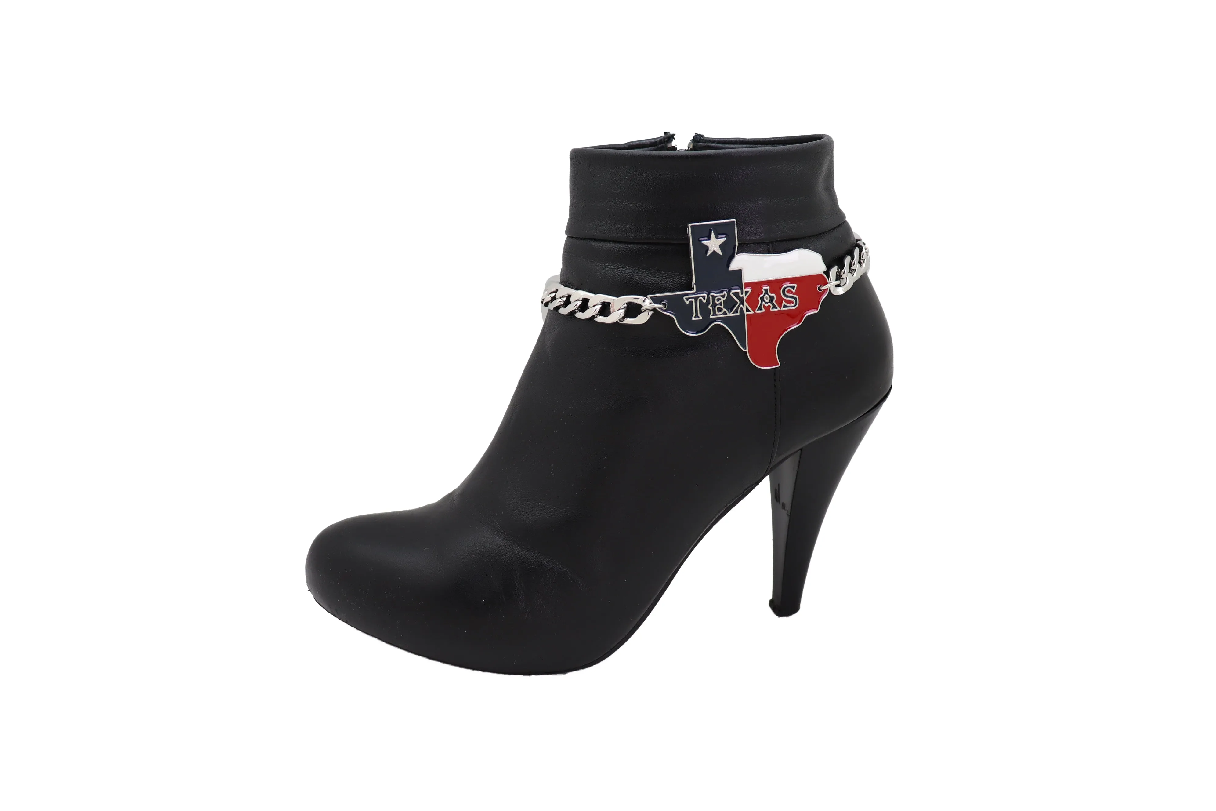Lone Star State Flag Colored Texas Pendant Metal Boot Chain