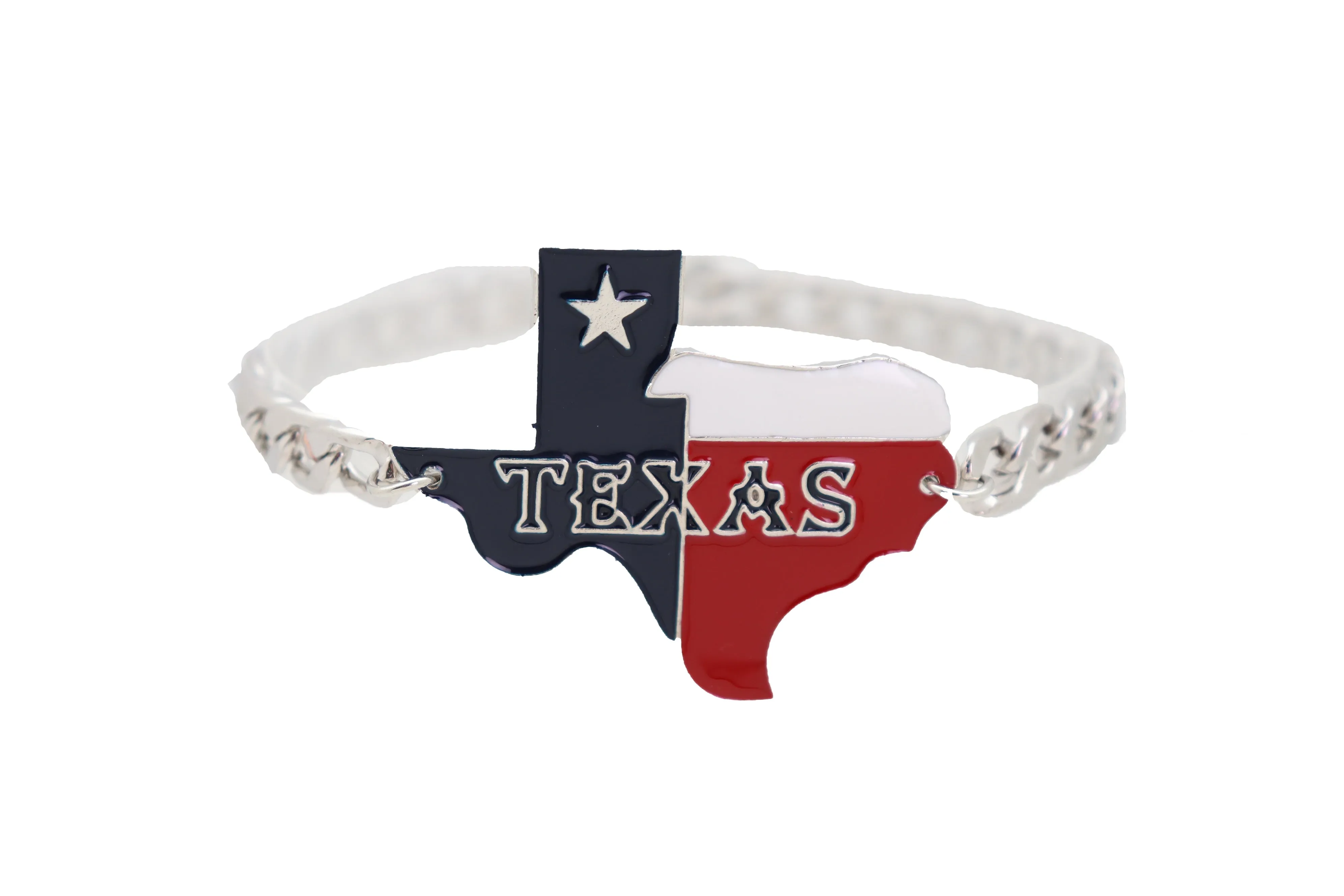 Lone Star State Flag Colored Texas Pendant Metal Boot Chain