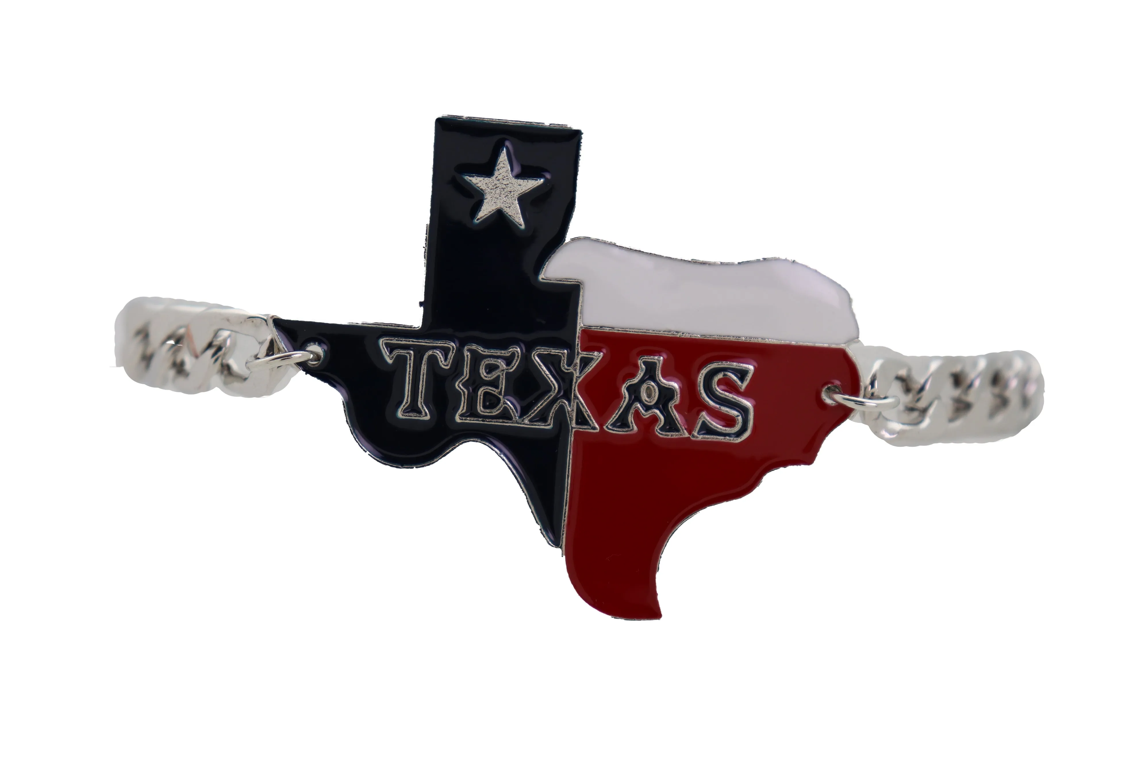 Lone Star State Flag Colored Texas Pendant Metal Boot Chain