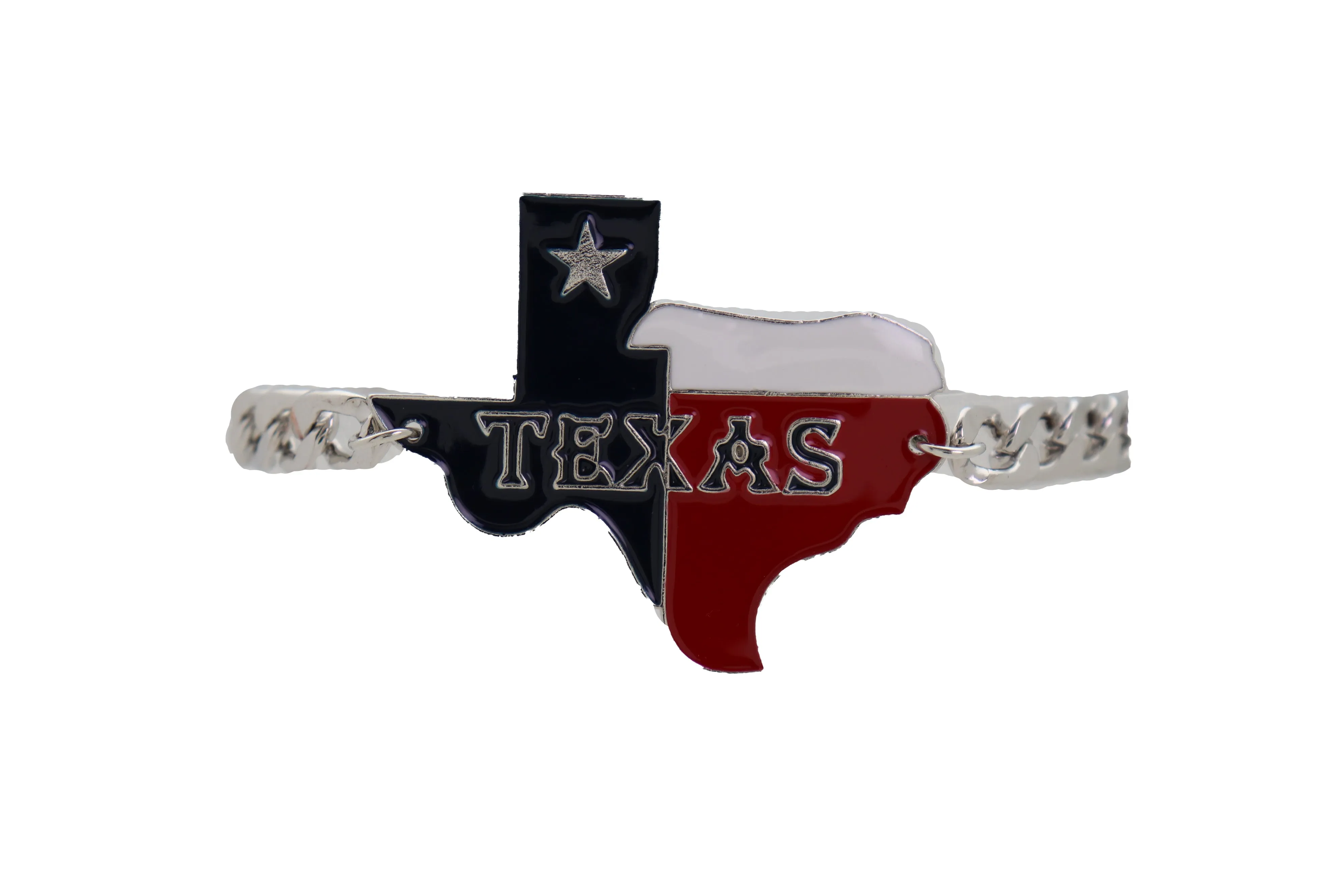 Lone Star State Flag Colored Texas Pendant Metal Boot Chain