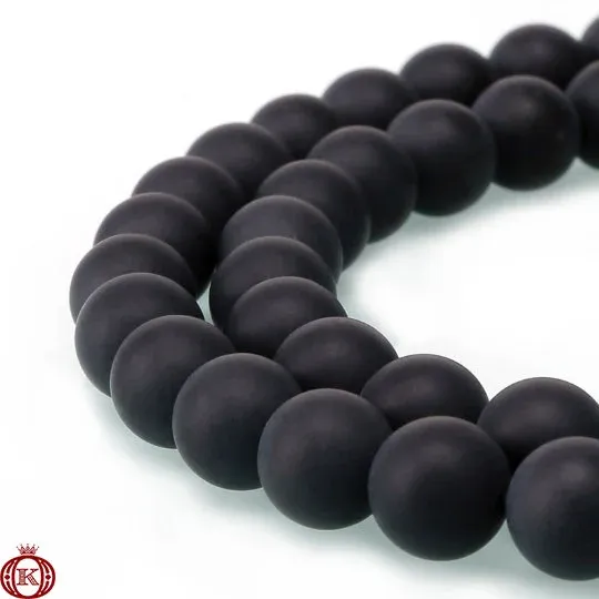 Matte Black Onyx Agate Beads