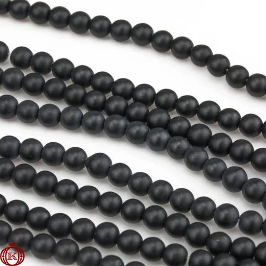 Matte Black Onyx Agate Beads