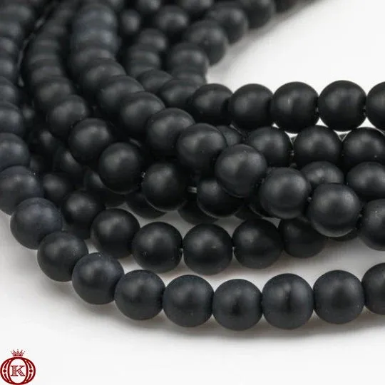 Matte Black Onyx Agate Beads