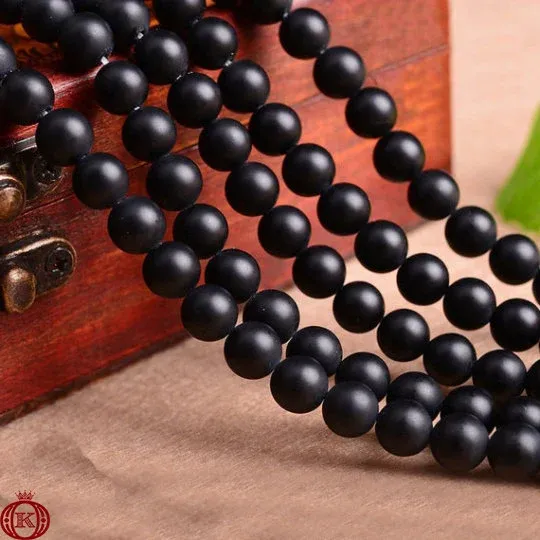Matte Black Onyx Agate Beads
